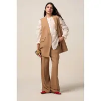 Oltre Fluid Viscose Blend Vest Beige Talla: 40 | Chaquetas Outlet | Mujer | Marrón