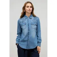 Oltre Stone Washed Denim Shirt Light Blue Talla: 36 | Camisas Outlet | Mujer | Azul