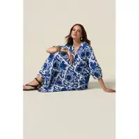 Oltre Patterned Cotton Midi Shirtdress Blue Talla: 46 | Blusón Outlet | Mujer | Azul