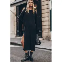 Mikuta The Black Sparkly Loose Longsleeve Dress Talla: XS | Vestidos Maxi Outlet | Mujer | Negro