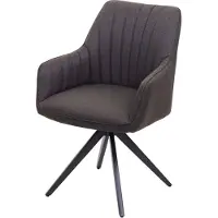 Mendler Silla para comedor HWC-H73, silla de cocina, silla con reposabrazos, estilo retro, acero, tapizada en tela/textil, color gris-marrón