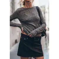 Mikuta The Grey Striped Sparkly Thin Longsleeve Talla: L | Manga Larga Outlet | Mujer | Gris