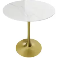 Happyment Mesa de cocina redonda de gran tamaño, con una altura de 78 cm. Placa de piedra sinterizada con base. Mesa tipo bistró, ideal para espacios de ocio y con altura ajustable