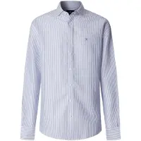 Hackett London para hombre. HM3010691 Camisa Ess Linen Bengal azul (S), Casual, Algodón, Lino, Manga larga, outlet 2026.