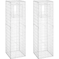 Syfax Cestas postes de gaviones 2 unidades hierro 50x50x180 cm