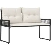vidaXL Banco de exterior con cojines, color y crema, 118 x 55 x 82 cm