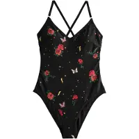Rockett St George Traje de baño verde / naranja oscuro / rojo / negro