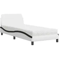 Syfax Cama con colchón Dover cuero sintético blanco y negro 80x200 cm