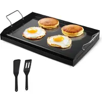 Vevor Sartén para parrilla rectangular universal de acero al carbono (605 x 360 mm) para cocinar platos estilo teppanyaki, utensilio de cocina portátil para uso doméstico con asa