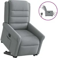 Syfax Sillón eléctrico reclinable elevable de tela gris claro