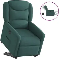 Syfax Sillón eléctrico reclinable elevable de tela verde oscuro