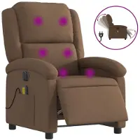 Syfax Sillón reclinable de masaje eléctrico tela marrón