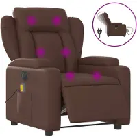 Syfax Sillón de masaje reclinable eléctrico cuero sintético marrón