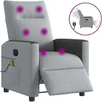 Syfax Sillón reclinable de masaje eléctrico tela gris claro