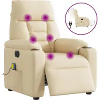 Syfax Sillón reclinable de masaje eléctrico tela color crema