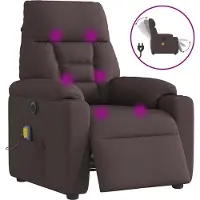 Syfax Sillón reclinable de masaje eléctrico tela marrón oscuro