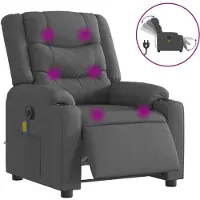 Syfax Sillón reclinable de masaje eléctrico tela gris oscuro