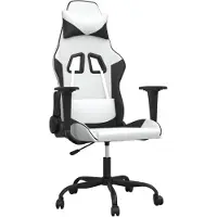Syfax Silla gaming de masaje cuero sintético blanco y negro