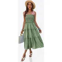 Imily Bela Vestido de verano verde / rosa / blanco