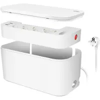 Logilink LPS281U: Caja organizadora de cables con regleta de enchufes, de 5 enchufes, color blanco