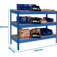 Simon Rack Mesa de trabajo y estructura de montaje metálica sin tornillos SIMONWORK BASIC 3 901260-3 AZUL/MADERA