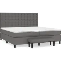 vidaXL Cama con somier y colchón de la marca , color gris, dimensiones 200x200 cm, tapizada en cuero sintético