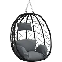 vidaXL Silla colgante con forma de huevo, de ratán sintético, 91,5 x 54,5 x 107 cm, color antracita