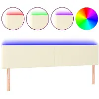 Syfax Cabecero con LED cuero sintético color crema 160x5x78/88 cm