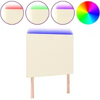 Syfax Cabecero con luces LED cuero sintético crema 90x5x118/128 cm