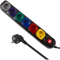 Macleans Regleta de enchufes de 6 enchufes con interruptor, cable de 1,5 metros, protección para niños, montaje en pared, 2500W