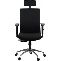 Stema Silla de oficina giratoria ergonómica RIVERTON F/H/AL, reposabrazos ajustables, reposacabezas, base de aluminio, asiento deslizante (hacia adelante y hacia atrás), negro