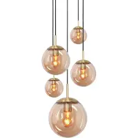 Steinhauer Lámpara colgante de vidrio Glsabol, latón, 5 luces