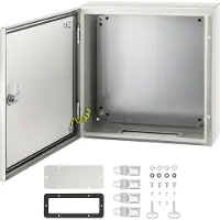 Vevor Caja de acero NEMA, 16 x 16 x 6 pulgadas, caja de acero NEMA 4X, IP66, resistente al agua y al polvo, caja de conexión eléctrica para uso en interiores y exteriores, con placa de montaje