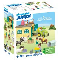 Playmobil 123 Aventura En La Granja Con Remolque De Tractor Y Juego De Construcción De Animales