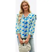 Imily Bela Blusa azul / azul claro / amarillo / blanco