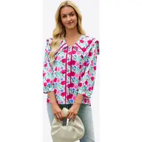 Imily Bela Blusa turquesa / pino / rosa oscuro / blanco