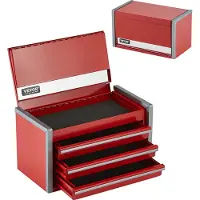 Vevor Caja de herramientas de metal , de 8,6 pulgadas, portátil, fabricada en acero resistente con rodamiento de bolas y recubrimiento en polvo, color rojo