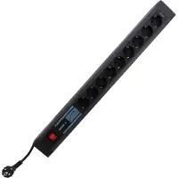 REV - Placa de enchufes Supraguard, 9 enchufes, con interruptor, modelo ÜSS+NF, color blanco