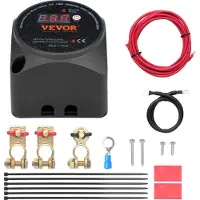 Vevor VEVOR, relé de batería doble, 12 V, 140 A, con modo manual y automático, relé VSR sensible a la tensión con pantalla LCD, para ATV, UTV, autocaravanas, caravanas, camiones, barcos, yates