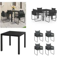 vidaXL Juego de comedor de jardín de 5 piezas, ratán sintético PVC, color - Juego de muebles de jardín - Conjuntos de muebles de jardín - Mesa y sillas de jardín - Mesas y sillas para jardín