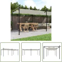 The Living Store Pérgola Living Store con techo deslizante, color crema, 589 x 292 x 230 cm