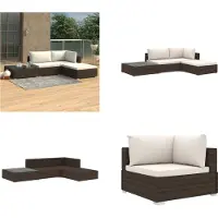 vidaXL Juego de jardín de 4 piezas con cojines, tejido de ratán sintético, color marrón - Juego de lounge para jardín - Juegos de lounge para jardín - Sofá de jardín - Sofás de jardín