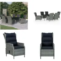 vidaXL Juego de jardín de 7 piezas en gris claro - Juego de comedor para jardín - Conjuntos de comedor para jardín - Juego de comedor de ratán sintético - Juego de comedor para exteriores