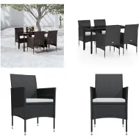 vidaXL Juego de mesa de jardín de 5 piezas con cojines, color - Juego de mesa de jardín - Conjuntos de mesa y sillas de jardín - Juego de muebles de jardín - Conjunto de muebles de jardín