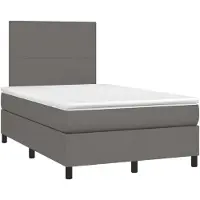 Syfax Cama box spring con colchón cuero sintético gris 120x190 cm