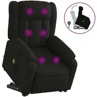 Syfax Sillón reclinable de masaje elevable tela negro