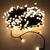 Spetebo Cadena de luces con 200 bolas LED de color blanco cálido - 20 metros / Para uso interior y exterior / Temporizador / Regulador de intensidad - con adaptador de corriente