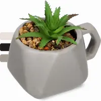 Kadax , suculenta artificial "Rouy", pequeña planta artificial con maceta, 1 unidad, color gris, 8 cm
