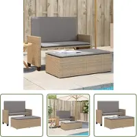 The Living Store Banco de jardín de la marca , con cojín y reposapiés, color beige, fabricado en polirratán