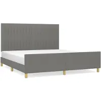 Syfax Cama sin colchón de tela gris oscuro 180x200 cm